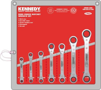 7-PCE 6-22mm STR. RATCHET RING WRENCH SET